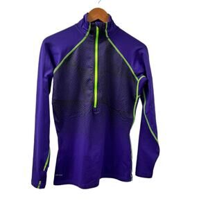 NIKE PRO 1/2 Zip Purple Holographic 1/2  Zip  Thermal Top Women's Large